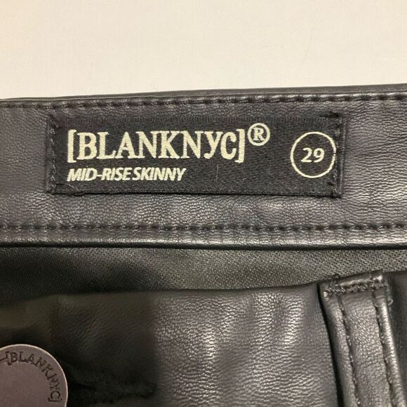 Blank NYC Midrise Skinny Faux Leather Pants, Size 29/6-8. Black - Picture 6 of 7